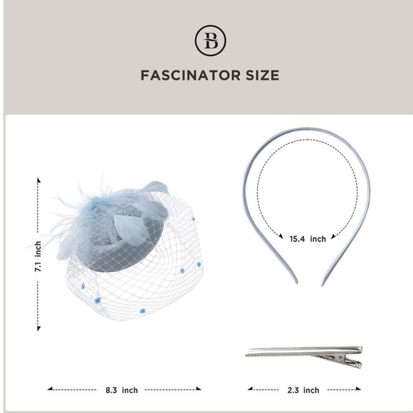 Fascinator Hat Veil Feather Fascinators Hair Clip Tea Party Pillbox Derby new main image 4